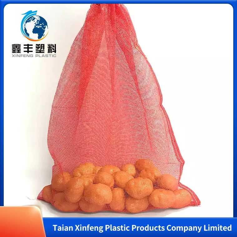 Plastic 20kg 25kg 30kg PP Drawstring Vegetables Polypropylene Woven Bag Mesh Leno Bag for Vegetables Firewood Packing Mesh Bag