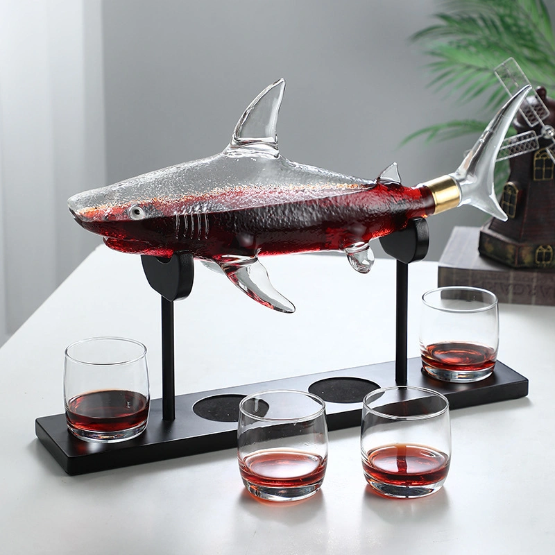 38years Factory Antique Shark Design Creative Decanter Wine Glass Bottle Set 300/1000ml