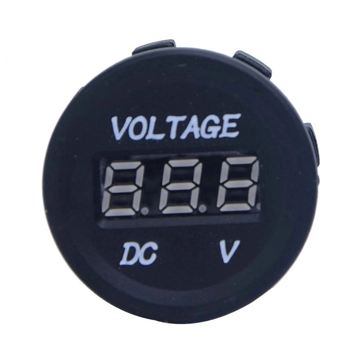 10A Round Auto Electric 2 Pin Small Waterproof DC Voltmeter with Blue Red LED