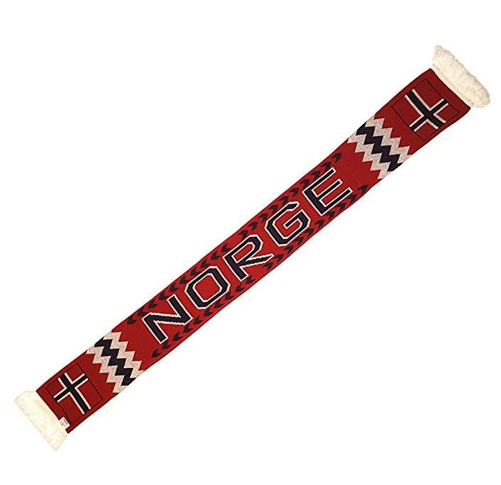 Football Fan Wear Norge Polyester Printing Scarves Acrylic Jacquard Knitted Scarf