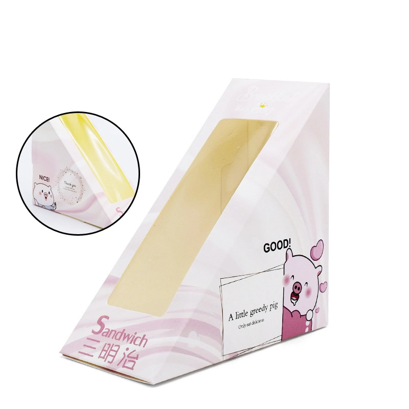 Triangle Shape Disposable Paper Sandwich Packaging Box with Window