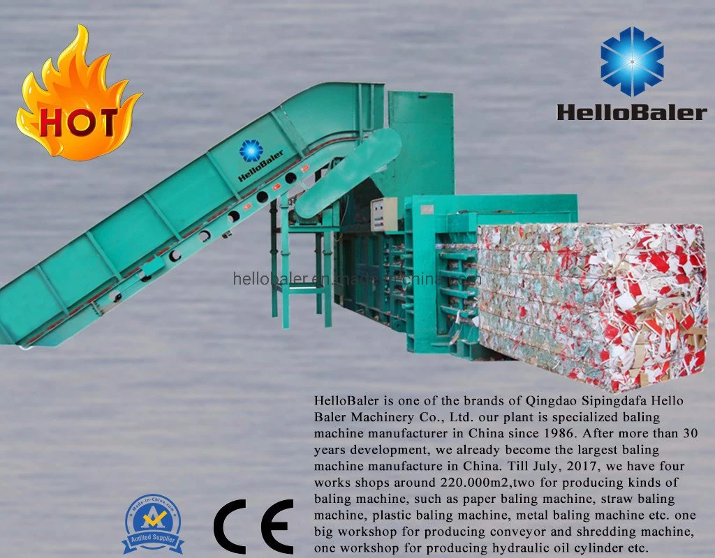 Waste paper semi-auto hydraulic press baler machine/packing machine for cardboard/occ/cartons/plastic/corrugated box with conveyor