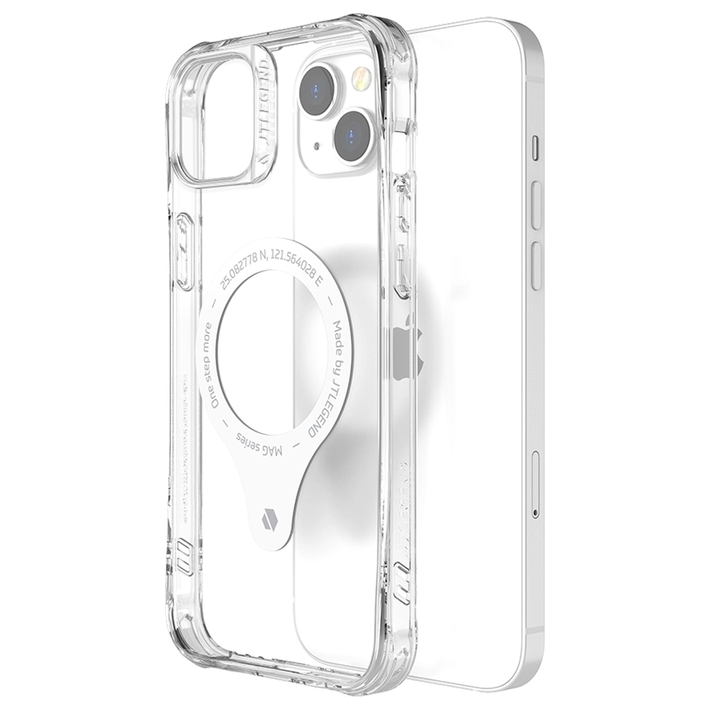 Tlegend Dx Mag Anti-Scratch Phone Case for iPhone 14, Military Grade TPU + PC Anti-Drop Phone Cover with Camera Frame Support Wireless Charging - Transparent