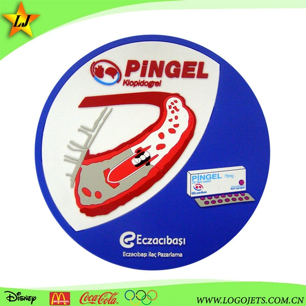 Custom Embossed 2D/3D PVC Logo Label Soft Rubber Coaster