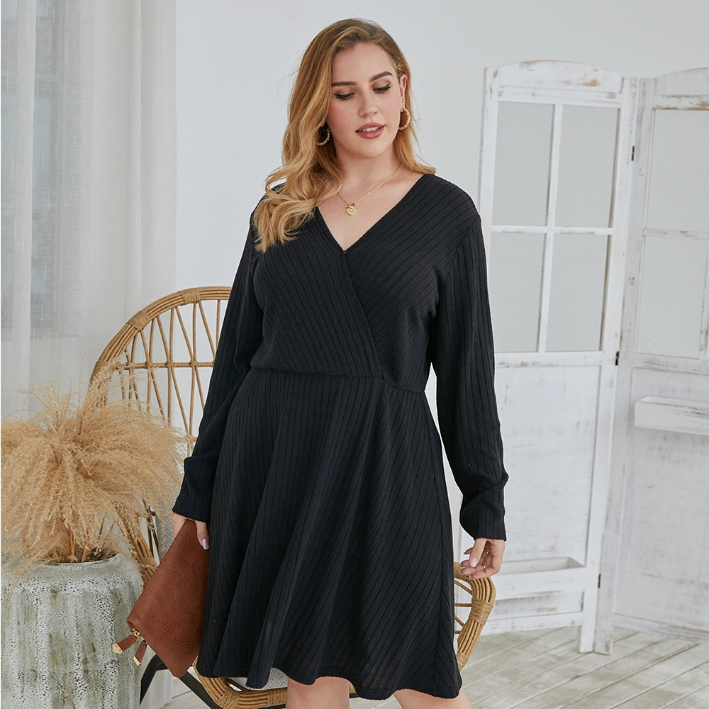 Wholesale/Supplier Plus Size Women Clothing Long Sleeve Casual Ladies Dress