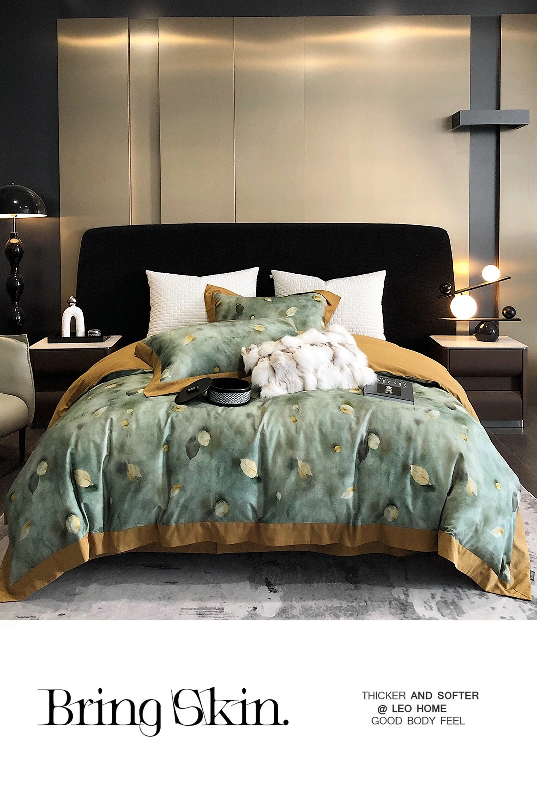 Premium 100s Cotton Oil Painting Style Bedding Set with High-End Luxury Printing