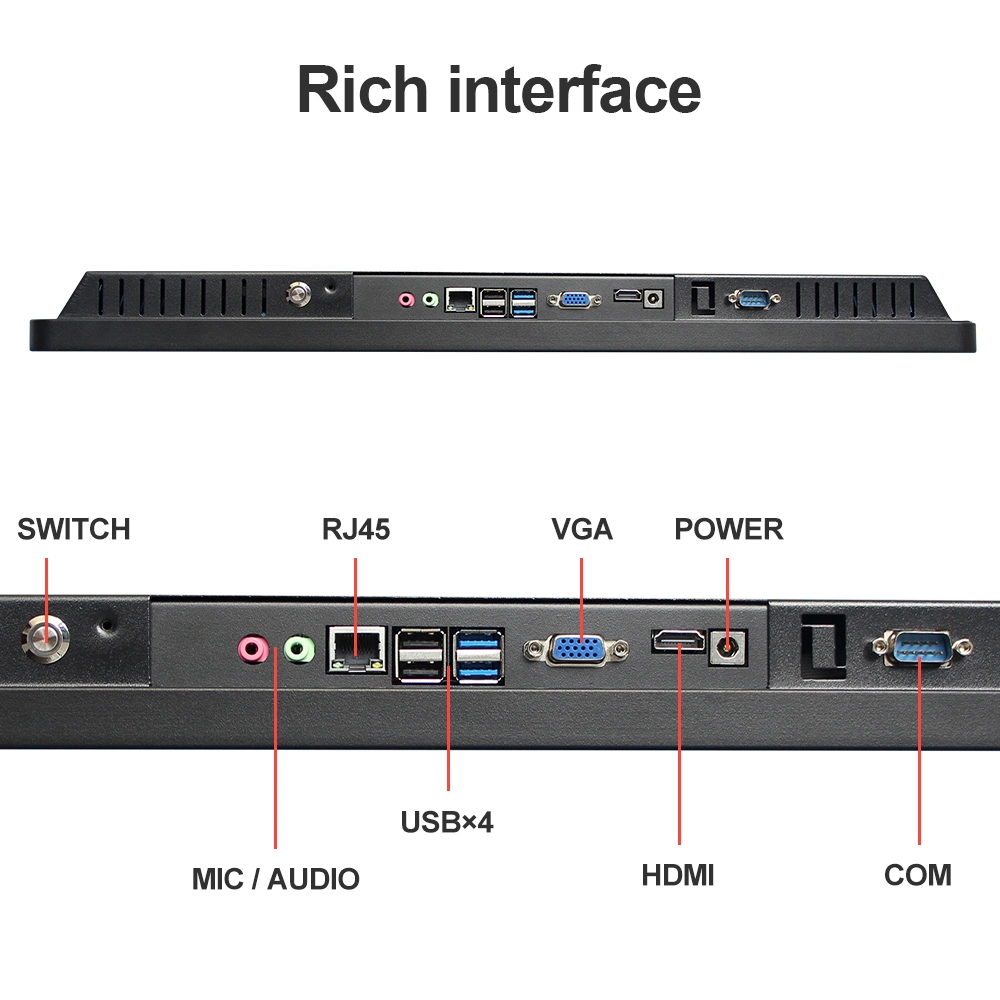 LCD-Monitor mit Lüfter-Kühlsystem, 10,1 Zoll, Industrie-PC Touch Bildschirm-AIO-Computer mit Display-Port