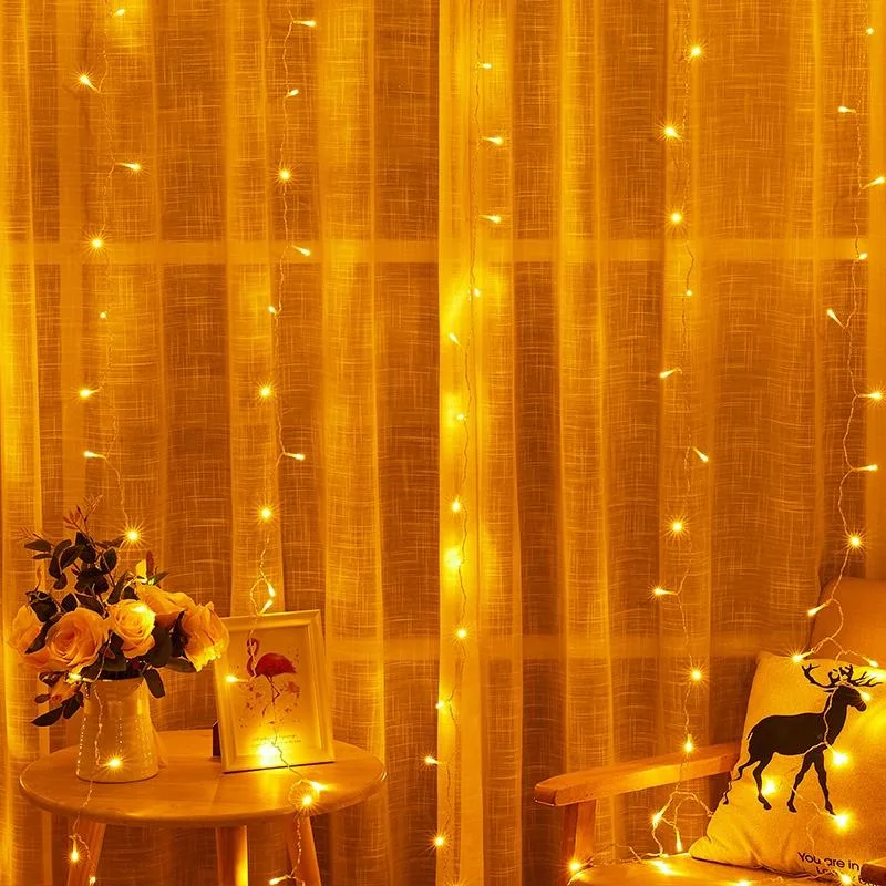 ضوء عيد الميلاد 3*3m 300 ضوء نافذة LED ضوء خيط لمدة حفلة زفاف منزل حديقة غرفة نوم خارجية ديكورات جدار داخلى