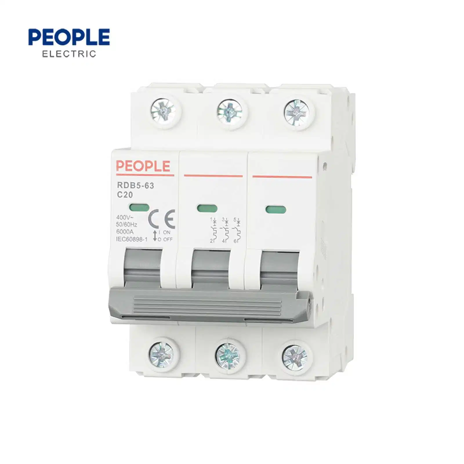 People Rdb5-63 C20 4p Premium High quality/High cost performance  Overvoltag/Undervoltage AC/DC Protector Miniature/Mini Circuit Breaker C65 2p/3p/4p