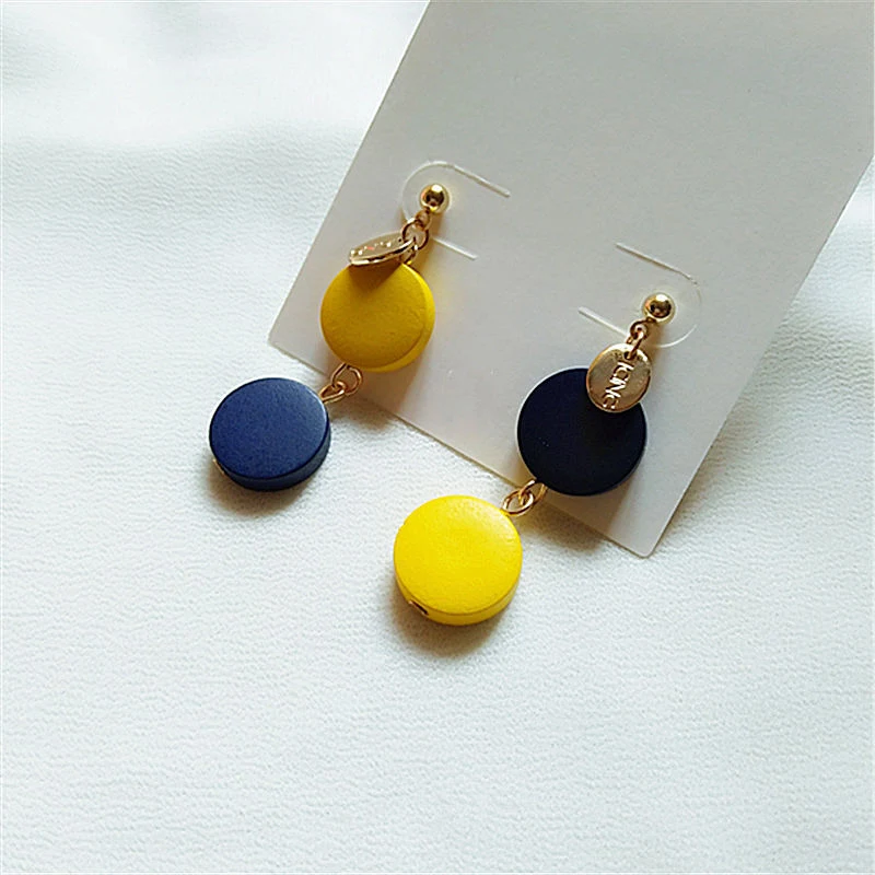 Wholesale/Supplier Jewelry Colorful Asymmetrical Wood Stud Earrings