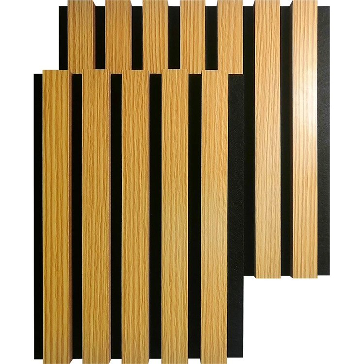 MDF ecológica Slatted acústico de paredes de madera con láminas de fibras de poliéster panel acústico insonorización de la junta de espuma//Panel