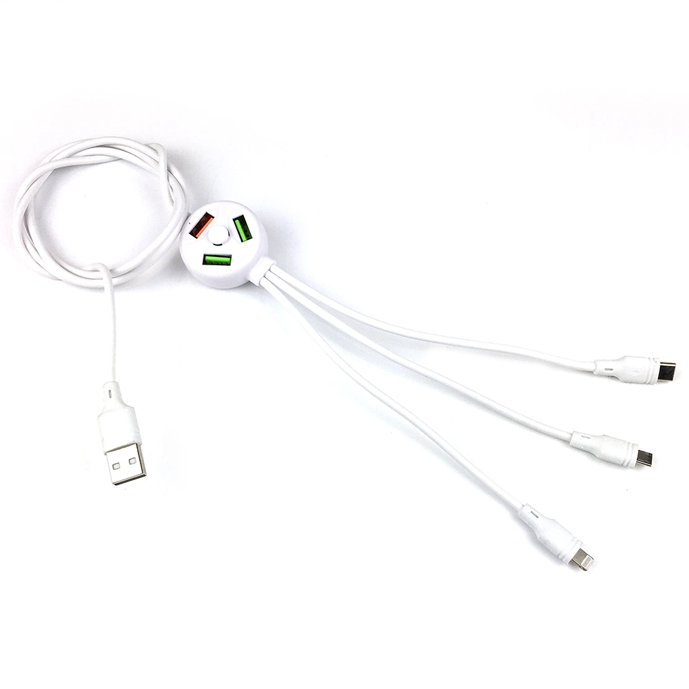 Port Extended Data Cable Three-in-One Data Cable 3 Plug 3 USB Safety Fast Charger