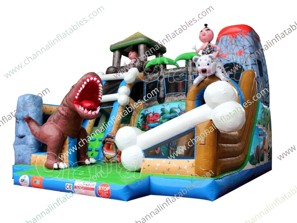 Stone Age Inflatable Playground campo de obstáculos Bounce House Moonwalk Amusement Parque de atracciones inflables Bounce House Inflatable Playground