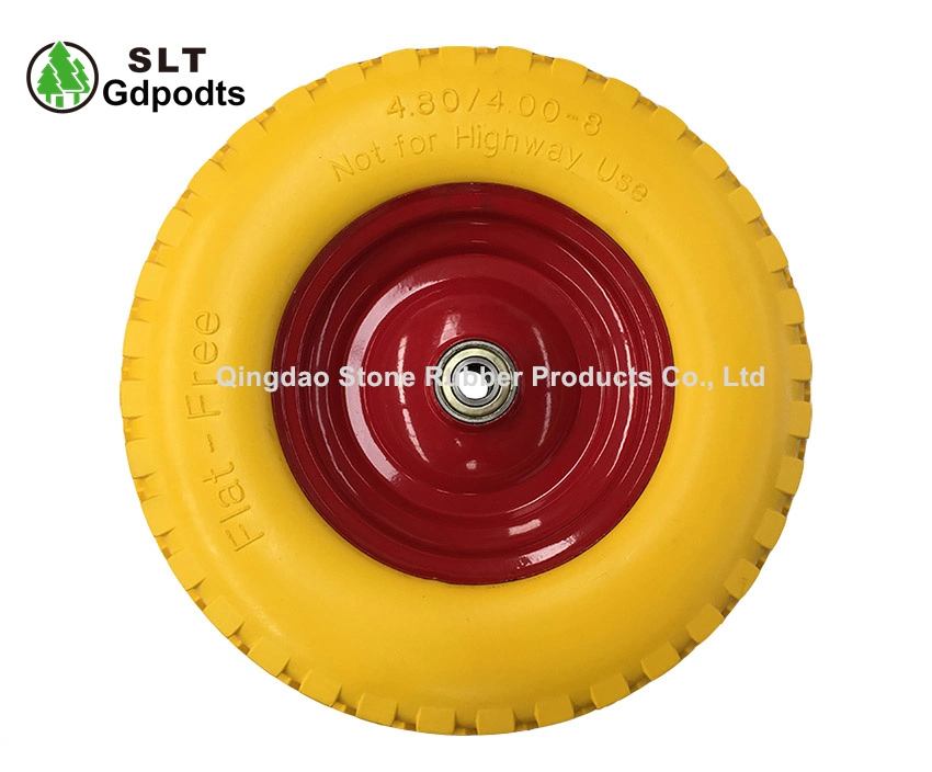 4.00-8 Flat Free Tyre 400X100 Solid with Metal Rim PU Foam Wheel