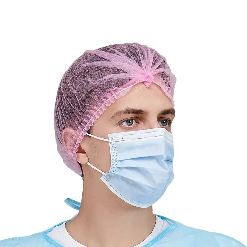 Housse de tête de bouffante à usage unique, non tissée, pour usage médical Filet de cheveux Surgical Doctor infirmier chapeau rond Mob Cap 3 Années