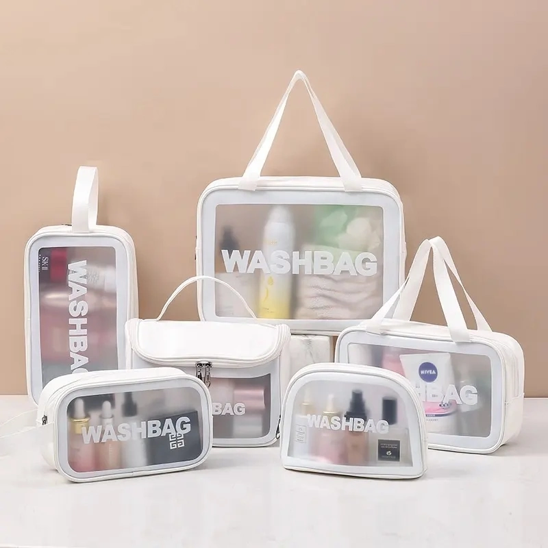 Professional Clear PVC Makeup Kits Organizer Make up Set Bag Makeup Artist Bag Transparent Vinyl Travel Cosmetic Set Bag