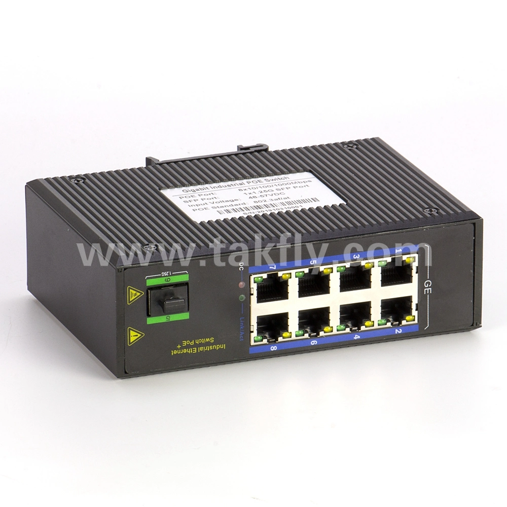 10/100/1000m de conmutador Ethernet Poe Industrial de -40 a +85 grados