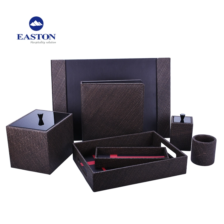 Café Straw Mat Series Hotel Leather amenidades produto em pele