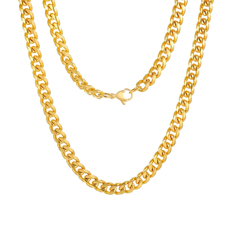 Stainless Steel Twist Chain Necklace Gold Men 7mm Thick Chain Metal Fashion Foreign Trade Ornaments