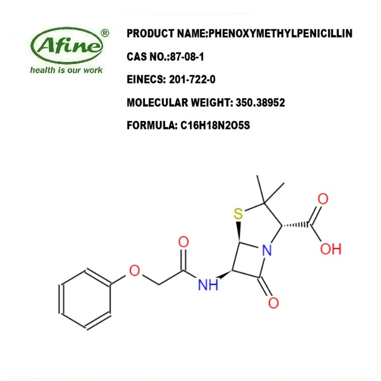 CAS 87-08-1 Phenoxymethylpenicillin / Penicilina V / 6-6 Phenoxyacetamidopenicillanicacid Phenoxyacetamido-Penicillanicaci / / / / Calcipen Acipenv Apopen