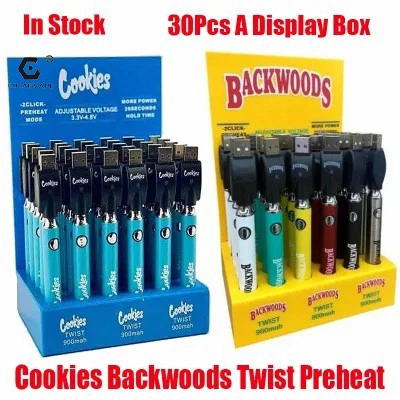 Las Cookies Expositor 900mAh Backwoods rosca 510 Twist precalentar Vape Batería Pen