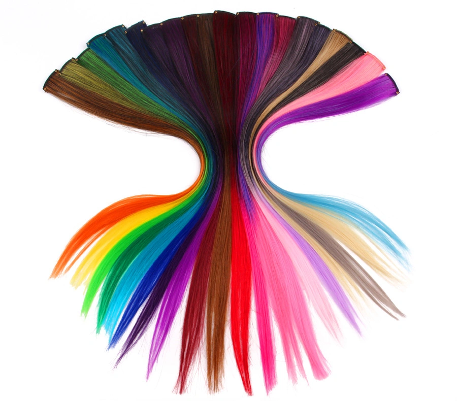 Wholesale Ombre Hair Extension Clip in One Piece Synthetic Silky Straight Afro Clip in Hair Extension