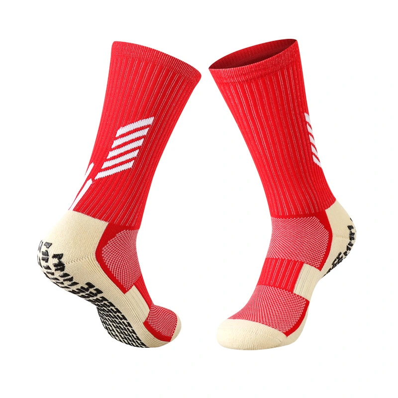 PVC-selbstklebende Fußballsocken Herren Trainingsstrumpf MIT MITTLEREM Schlauch rutschfeste Leggings Kinder Verdickt Handtuch Boden Soccer Socken Sport Socken Großhandel Baumwolle Socken