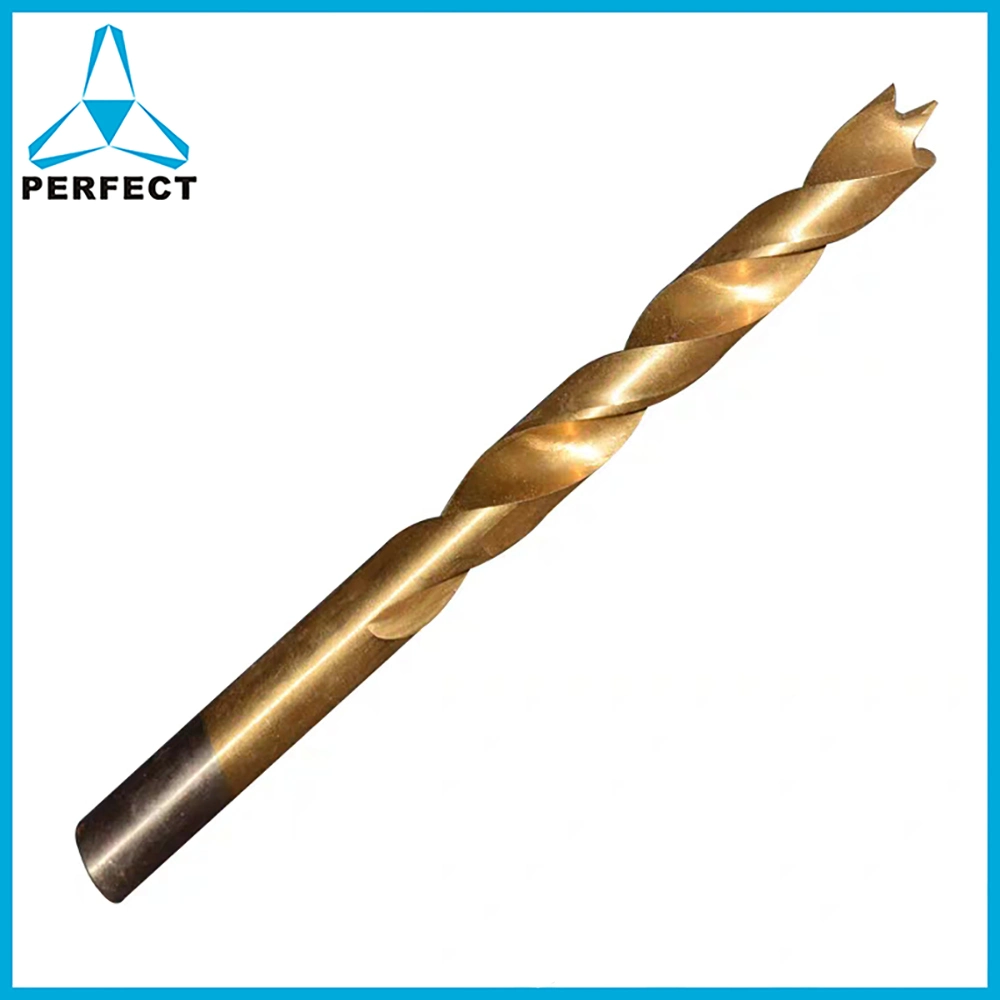 Tin Coated Edge Ground HSS Brad Point Wood Working Drill Bit