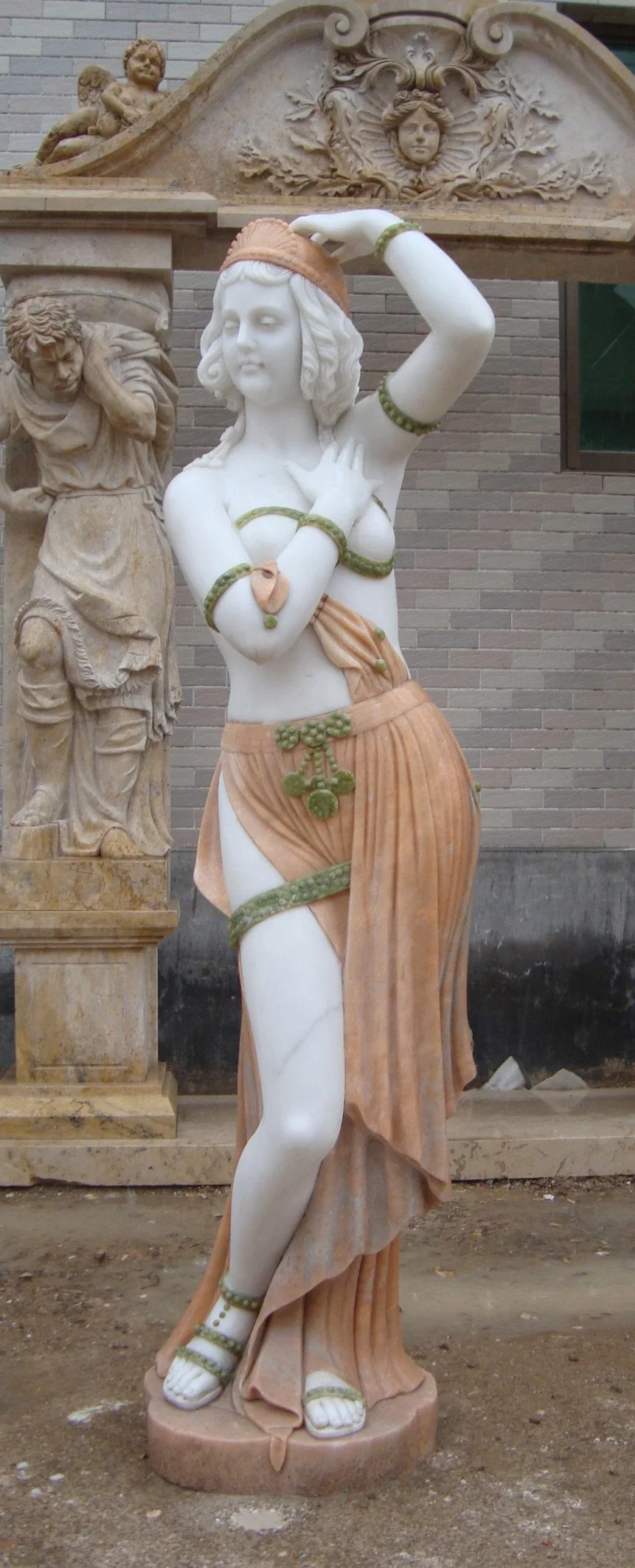 Décoration de jardin en plein air statue en marbre blanc de la taille de la vie de la Sculpture