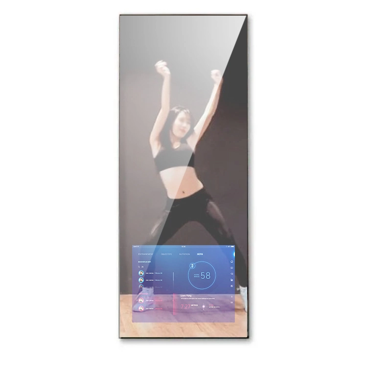 2022 New 43 Inch Floor Stand Touch Screen Android Fitness Mirror Screen Kiosk for Gym