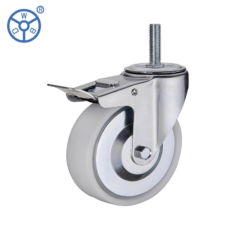 Wbd Manufacturer Industrial 100 mm 125 mm 6 Inch Castor White PP Plastic 5" Locking Caster Wheels