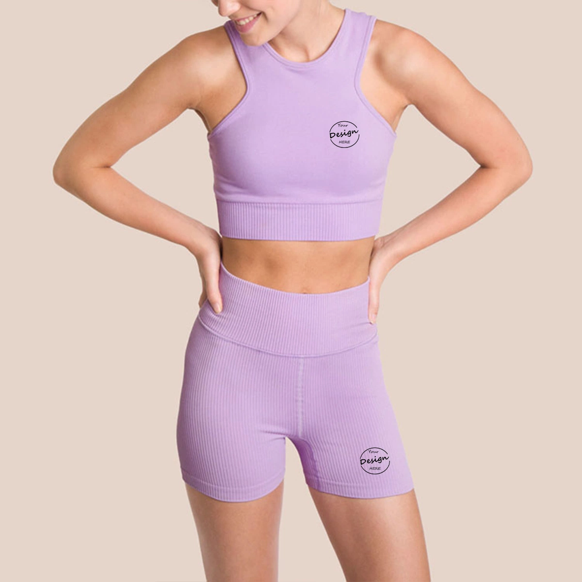 Comercio al por mayor de la mujer verano personalizada Establece transpirable o cultivo de la boca de Leggings Tops llevar ropa de tenis Yoga conjunto