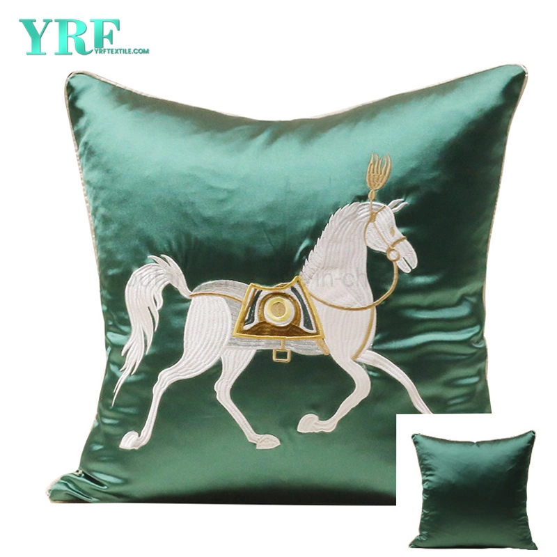 Hotel Supply Sofa Embroidery Horse Light Blue Decorate Throw Pillow Covers