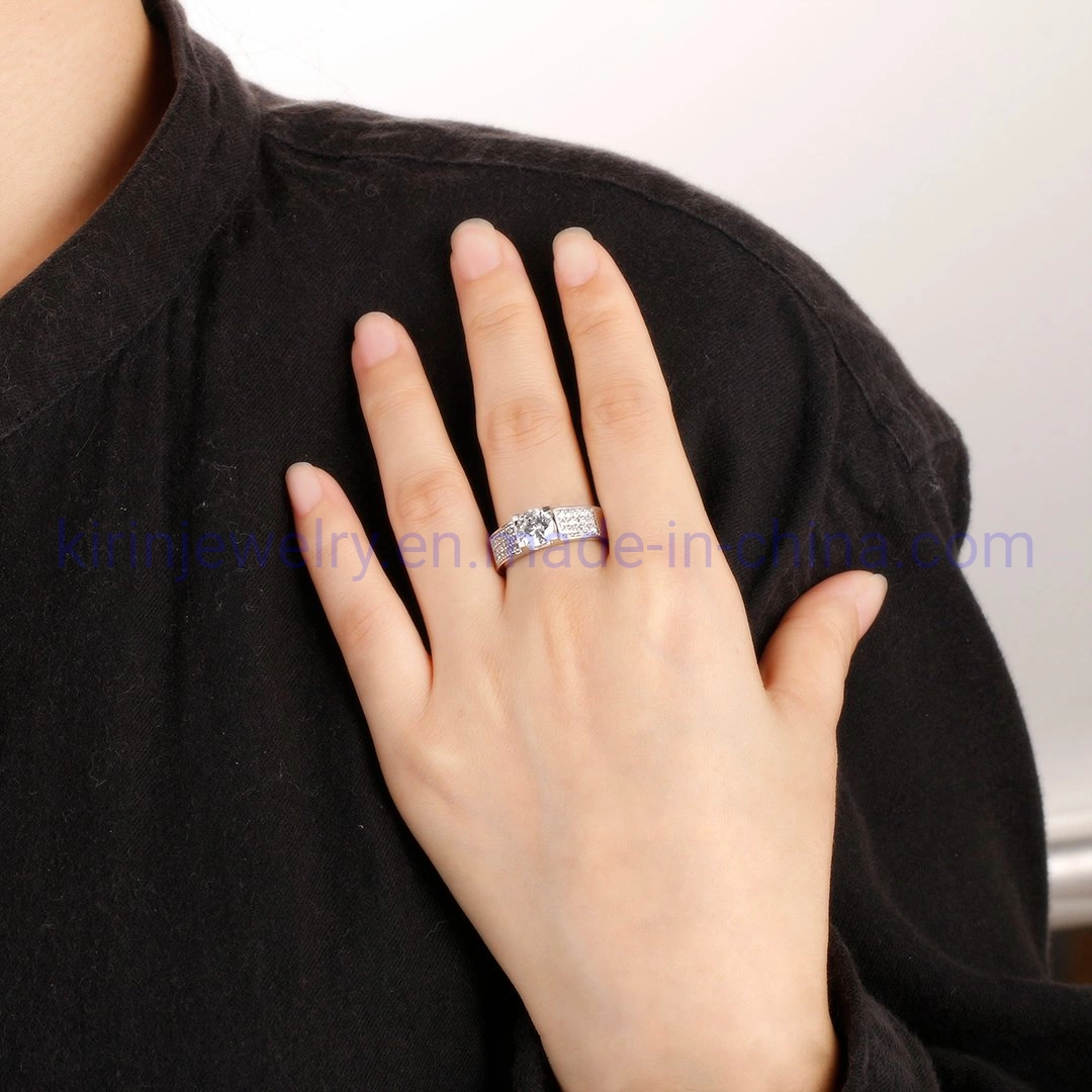 Anillos De Boda 18K Weiß vergoldete Ringe Männer Dubai Goldringe Herren CZ Silber Verlobungsring