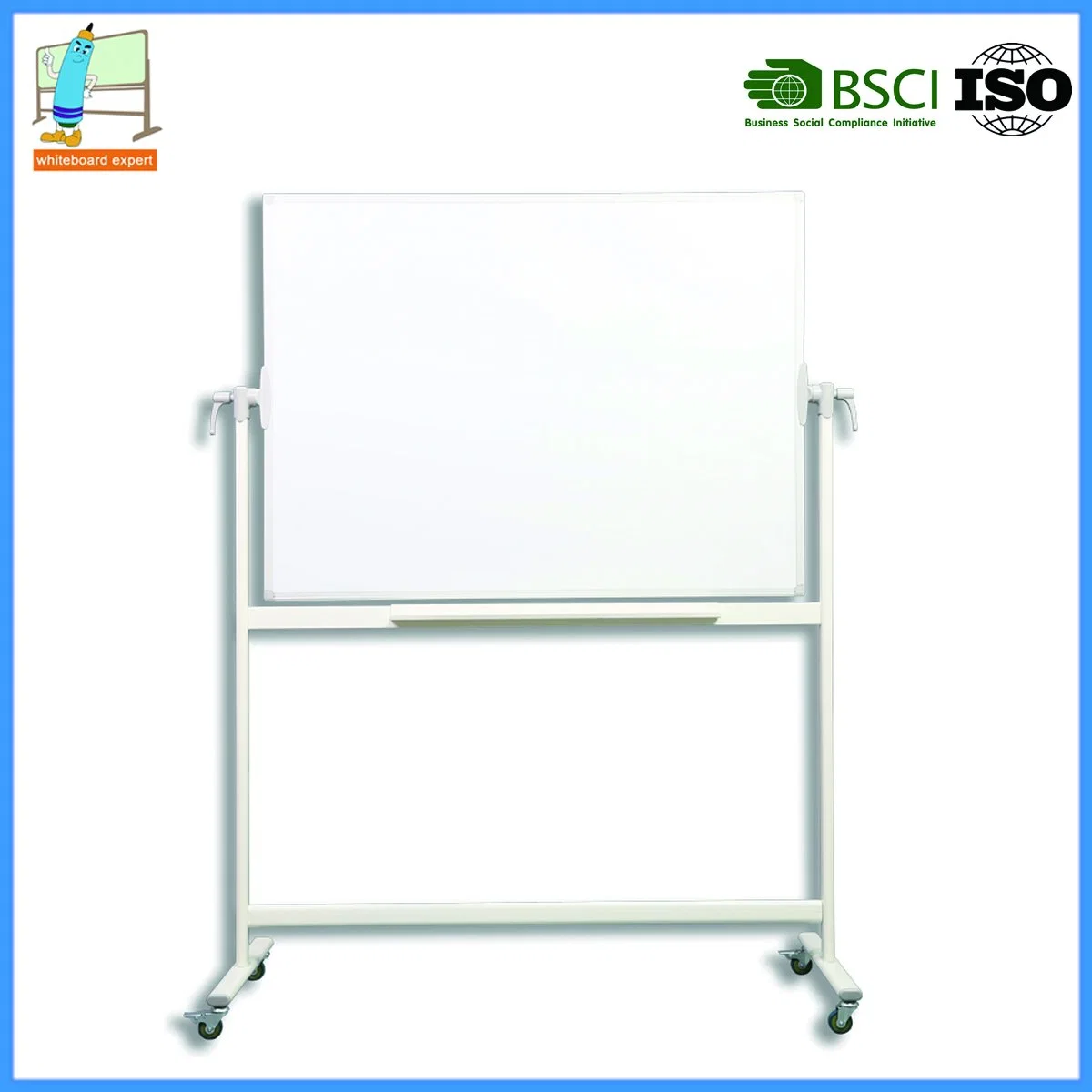 Double Side Pivoting Mobile Whiteboard with Wheels