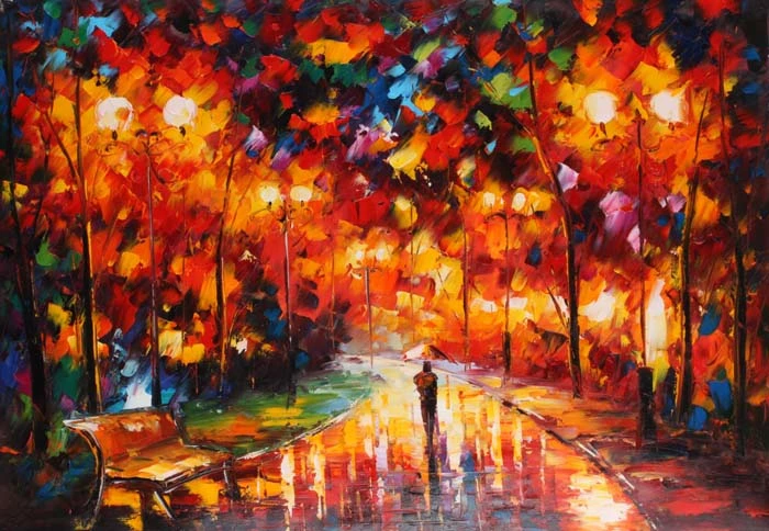 Handmade Landscape Oil Paintings Afremov Reproduction on Canvas