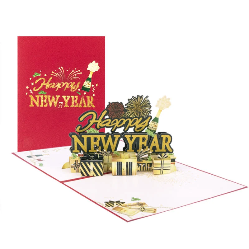 2023 Festive Design 3D Pop up Happy New Year Holiday Greeting Card