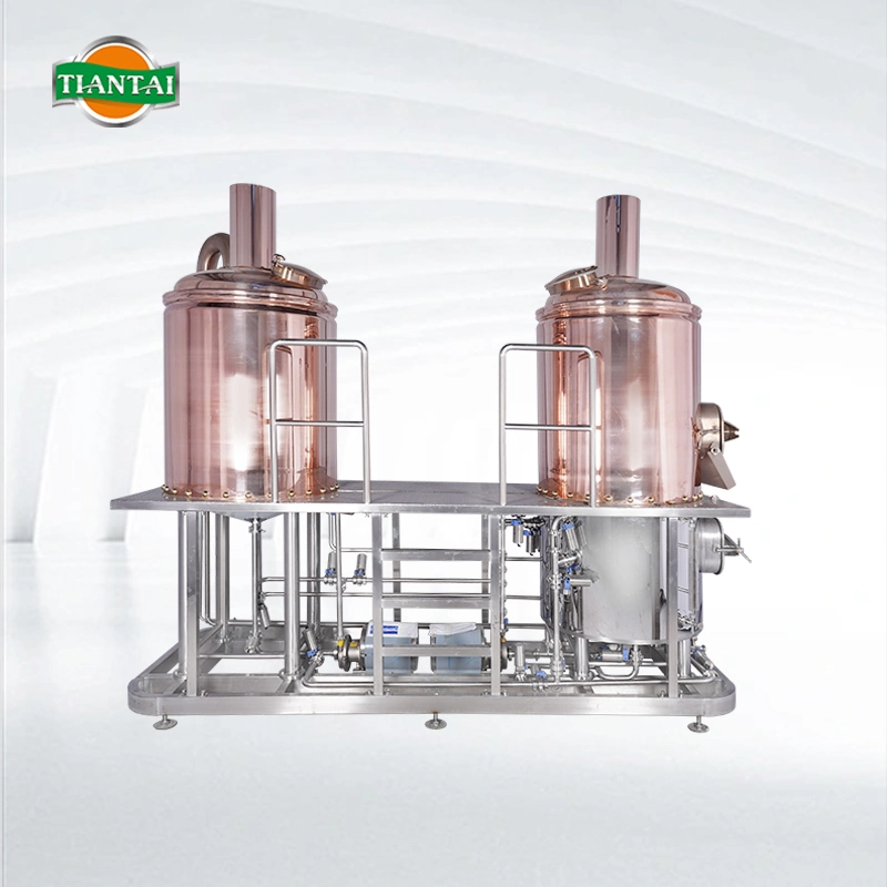 Red Copper 2-Vessel 5hl Tiantai Hot Water Tank Automated Brewing System