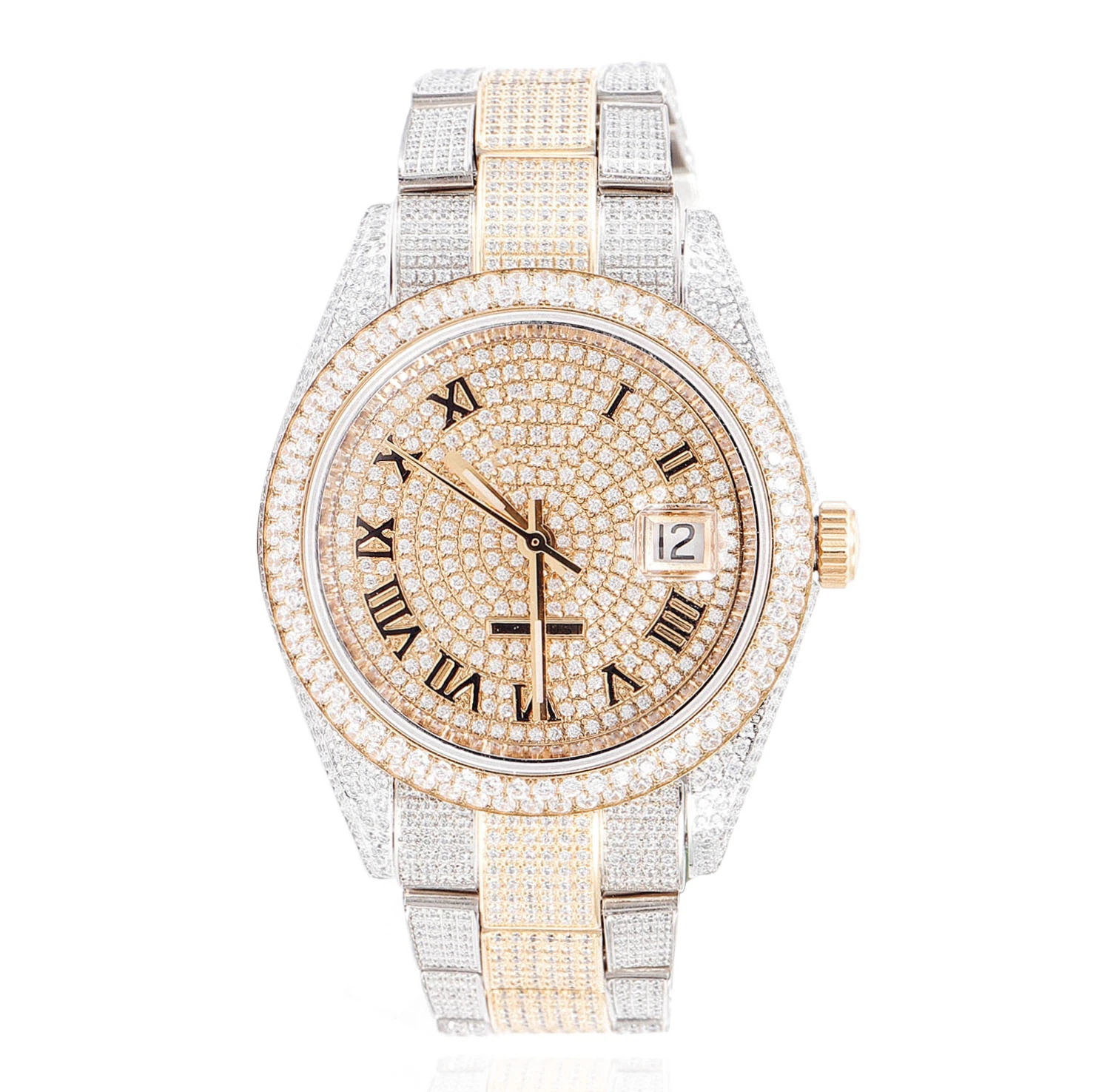 Relógio de Diamante Moissanite Vvs de Marca Personalizada para Homens do Hip Hop Passar no Testador de Diamantes ao Vender.