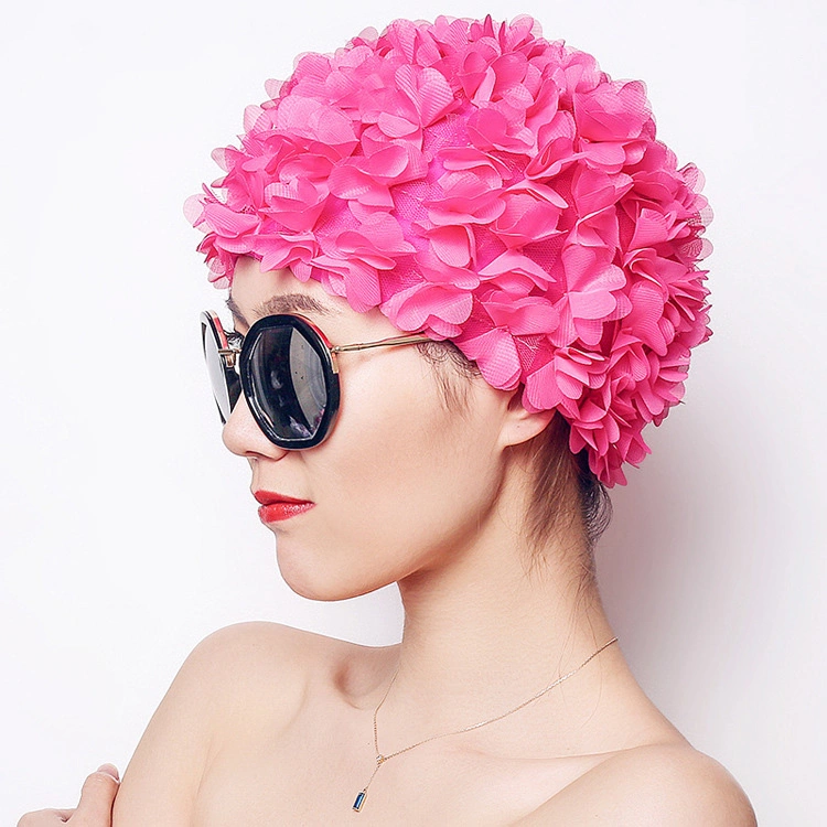 Floral Swim Cap Hat Bathing Swimming Shower Caps Petal Stylish for Women, Swim Cap Floral Petal Retro Style Bathing Caps for Women Rose Esg16762