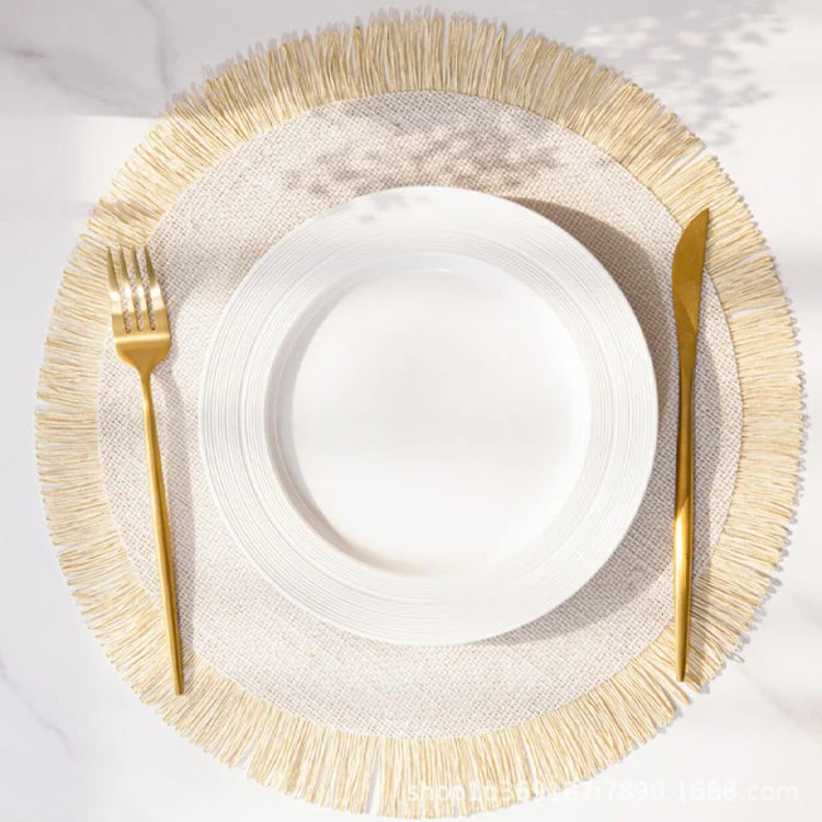 Natural Color Jute Placemat New Design Dinner Set Round Wholesale Placemat Fringe Table Place Mat