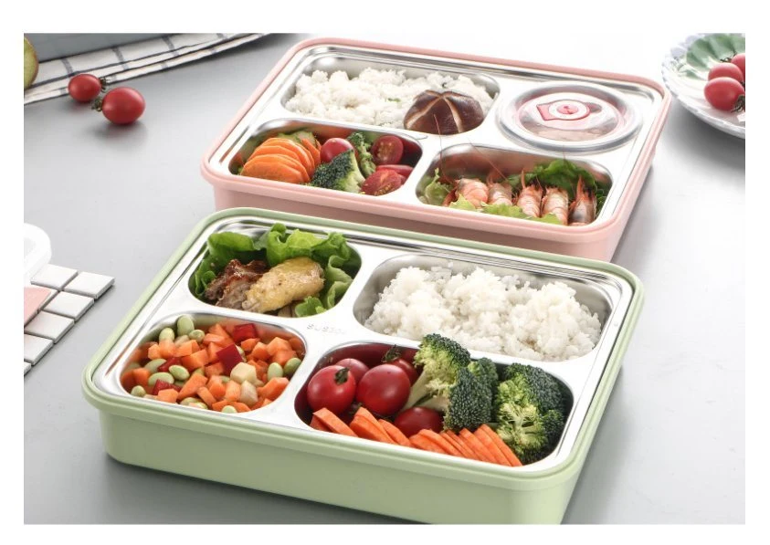 Kitchenware Wholesale/Supplier Stainless Steel Lunch Box Plastic Insulated Food Container with Cutlery for Student