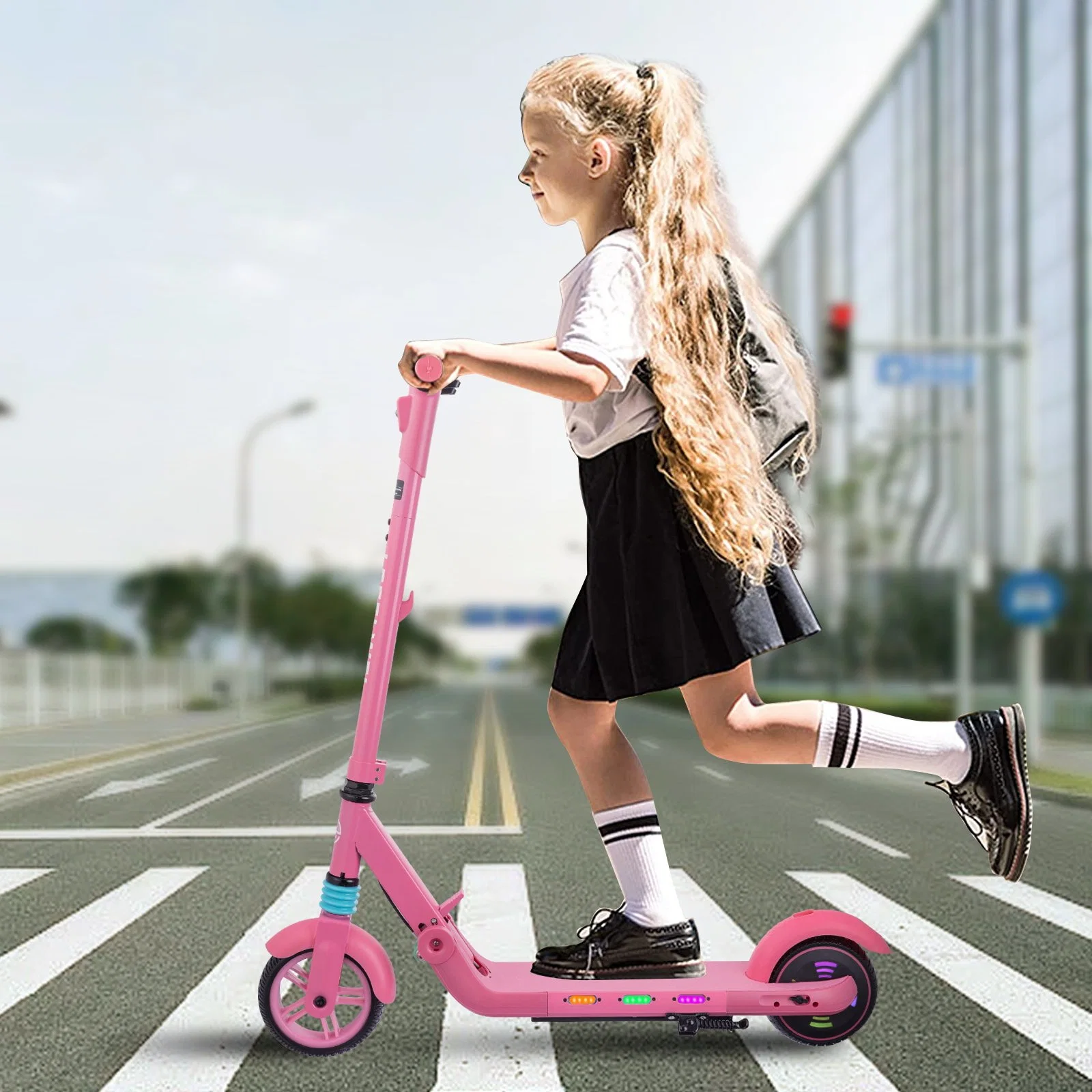 Los niños Pies Kick Scooter con luces LED de la música de la junta todo el marco de aleación de aluminio de los niños de 2 ruedas Scooter