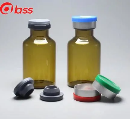 GMP ISO CE Amber Brown Pharma Glass Vial Glass Bottles with Flip Caps Tear off Cap Rubber Stopper