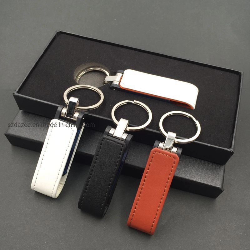 Business Style Factory Price USB Memory Disk with PU Leather Keychain USB Flash Drive for Gift