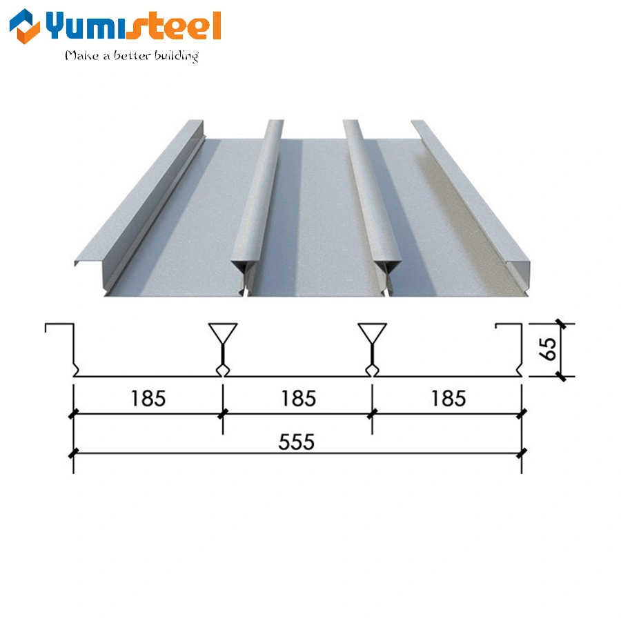 555 High Strength Galvanized and Waved Closed Type Floor Decking Sheet