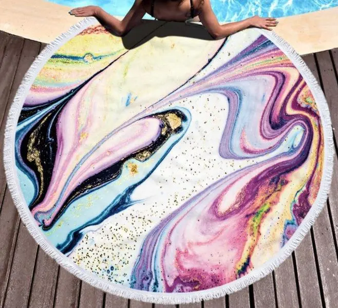 Abstract Geode Personalized Custom Print Microfibre Microfiber Circle Round Beach Towel