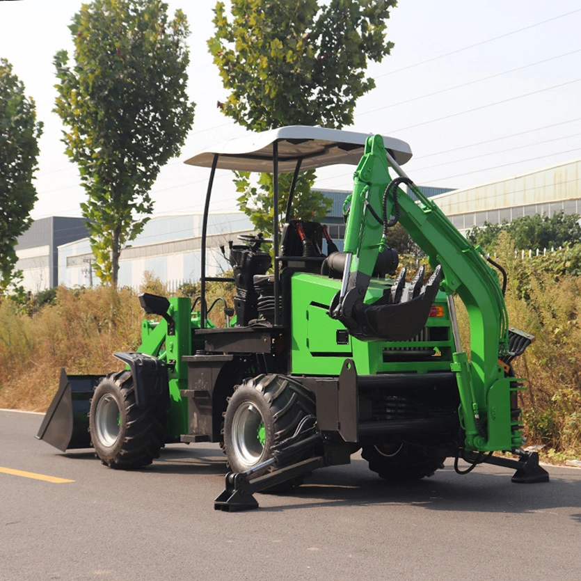 Fabricante Sdjg Mini-escavadora de rodas para escavadora de rodas 4X4 Back Hoe China Retroescavadora