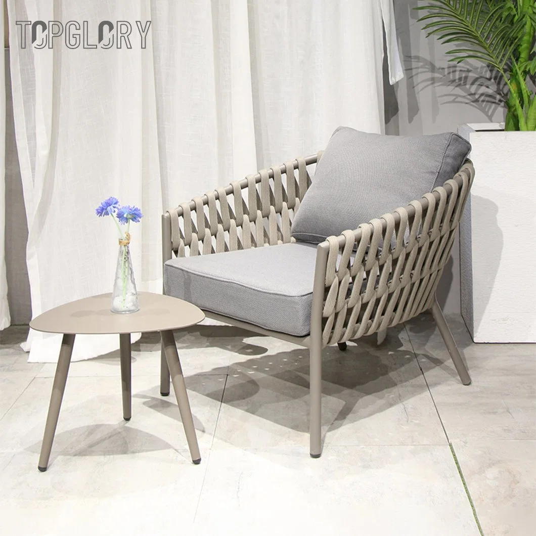 New Style Hand Woven European Furniture Sofa Set Aluminium Garden Sets Rope Wicker Rattan Patio Balcony Outdoor Sofa