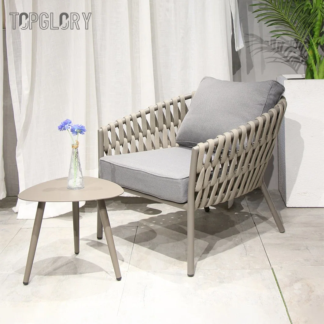 New Style Handgewobene Europäischen Möbel Sofa Set Aluminium Garten Sets Seil Wicker Rattan Terrasse Balkon Outdoor Sofa